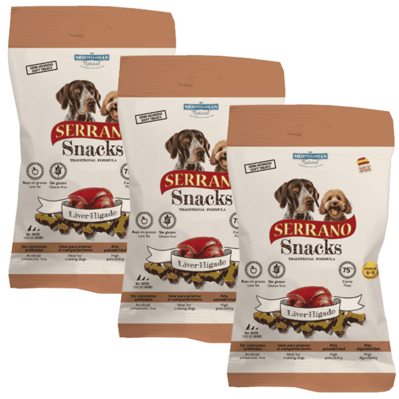 Mediterranean Natural Snacks Serrano Hígado 85 gr | Snack Natural para Perros