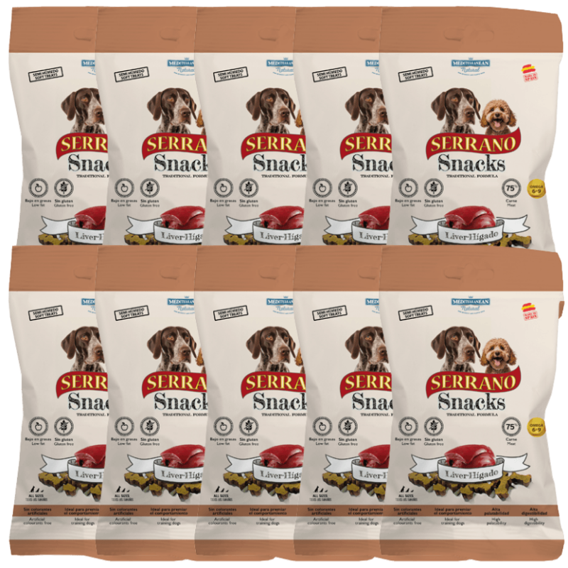Mediterranean Natural Snacks Serrano Hígado 85 gr | Snack Natural para Perros