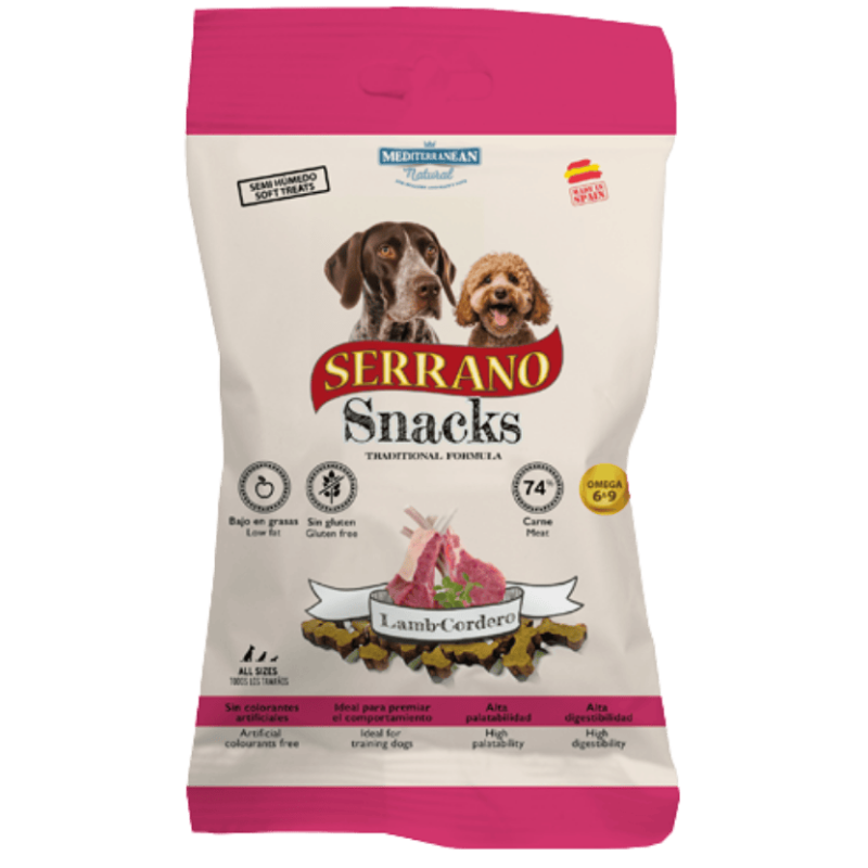 Mediterranean Natural Snacks Serrano Cordero 85 gr | Snack Natural para Perros