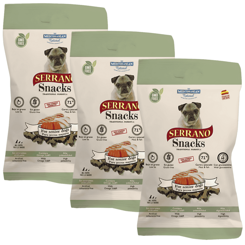 Mediterranean Natural Snacks Serrano Senior 85 gr | Snack Natural para Perros Senior