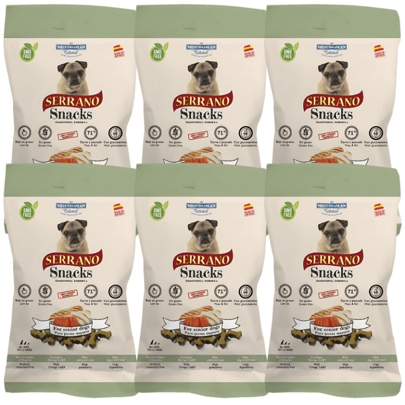 Mediterranean Natural Snacks Serrano Senior 85 gr | Snack Natural para Perros Senior
