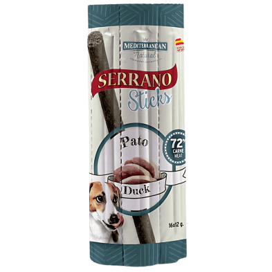 Mediterranean Natural Snacks Serrano Barritas Pato 16 Uds | Snack Natural para Perros