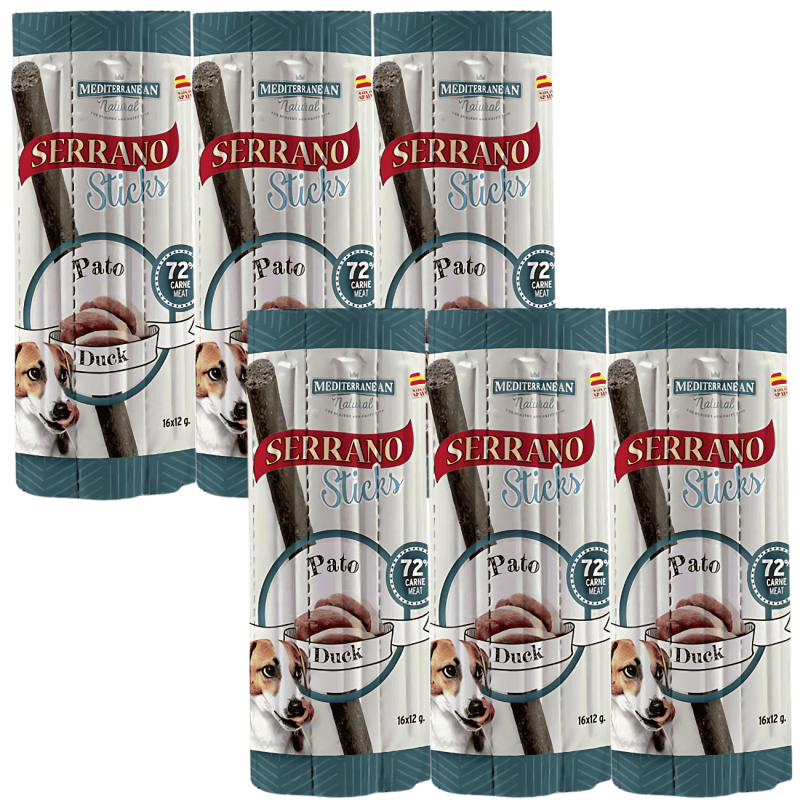 Mediterranean Natural Snacks Serrano Barritas Pato 16 Uds | Snack Natural para Perros