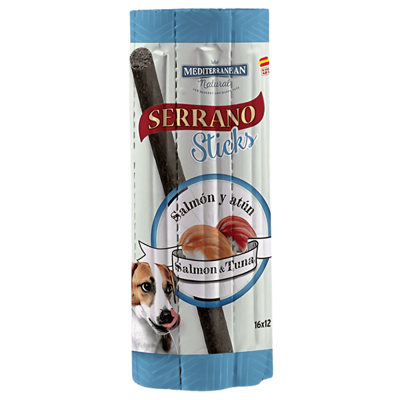 Mediterranean Natural Snacks Serrano Barritas Salmón 16 Uds | Snack Natural para Perros