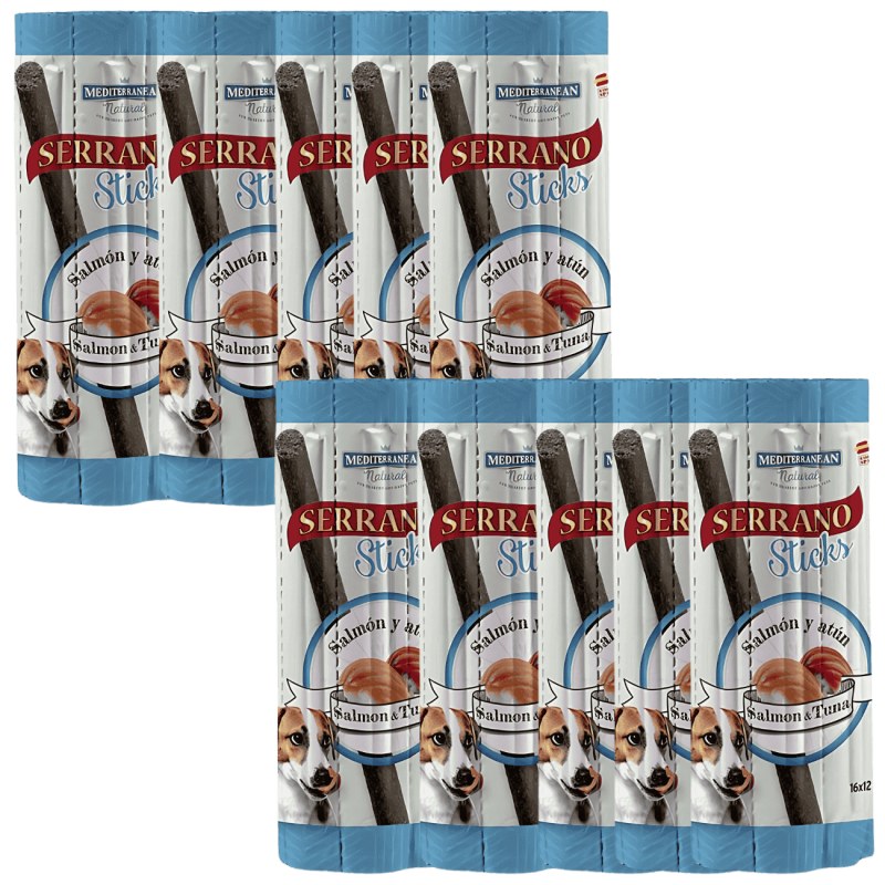 Mediterranean Natural Snacks Serrano Barritas Salmón 16 Uds | Snack Natural para Perros