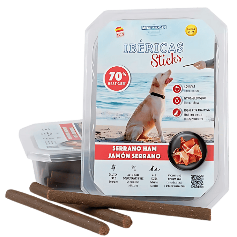 Mediterranean Natural Ibéricas Sticks Jamón Serrano 350 gr y 800 gr | Snack Natural para Perros