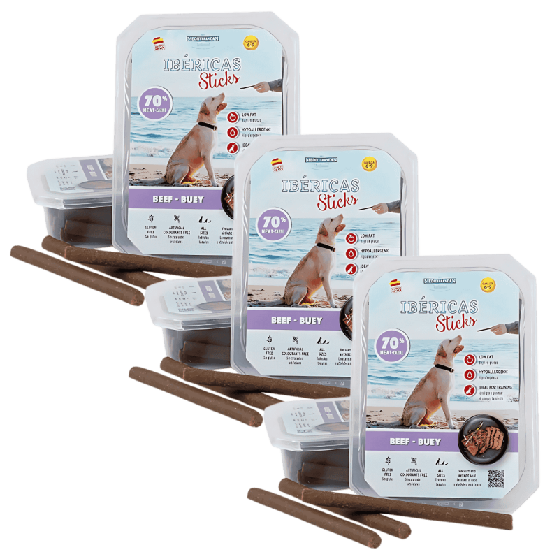 Mediterranean Natural Ibéricas Sticks Buey 800 gr | Snack Natural para Perros
