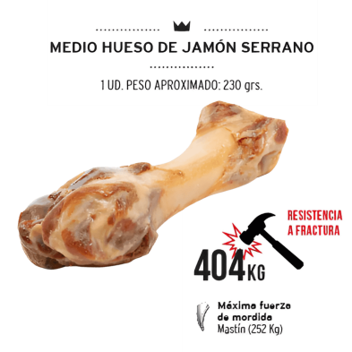 Mediterranean Natural Medio Hueso Jamón 200g | Snack Natural para Perros