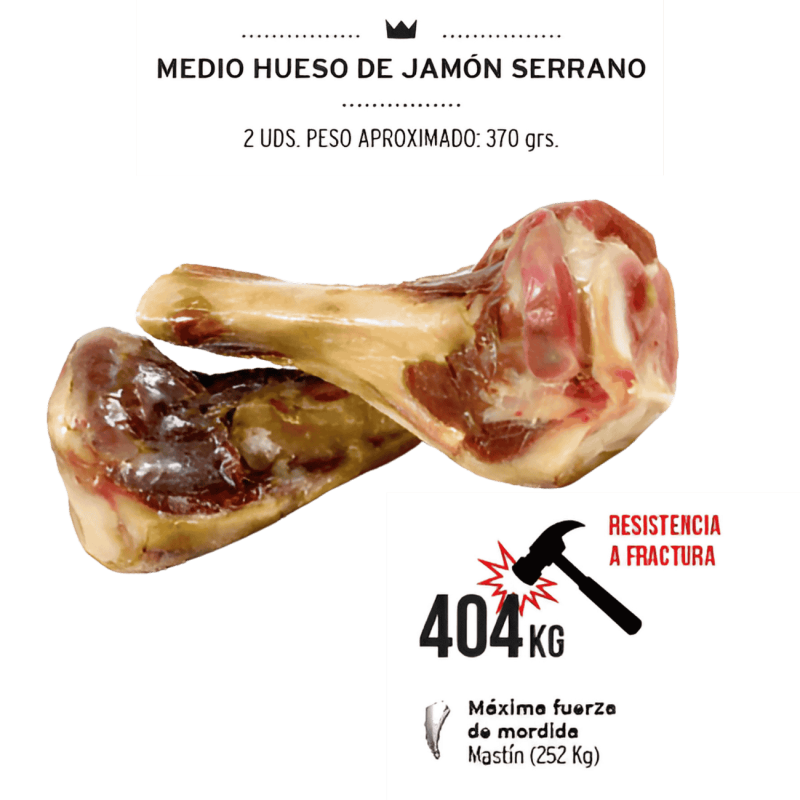 Mediterranean Natural 2x Medio Hueso Jamón 370 gr | Huesos Naturales para Perros