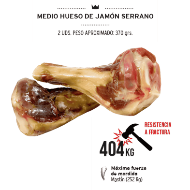 Mediterranean Natural 2x Medio Hueso Jamón 370 gr | Huesos Naturales para Perros