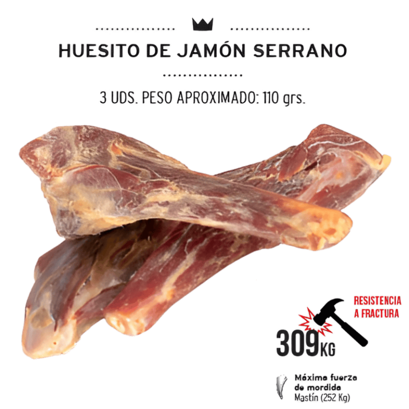 Mediterranean Natural Hueso Jamón Razas Pequeñas 110 gr | Pack 3 Uds