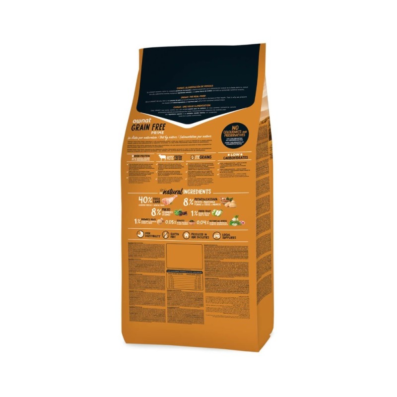 Ownat Grain Free Prime Adult Lamb – Pienso Sin Cereales para Perros Adultos 3kg y 12kg | supienso.com