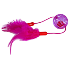 Pelota para Gato con Pluma Rosa - Juguete Interactivo y Estimulante | Instinto de Caza y Diversión