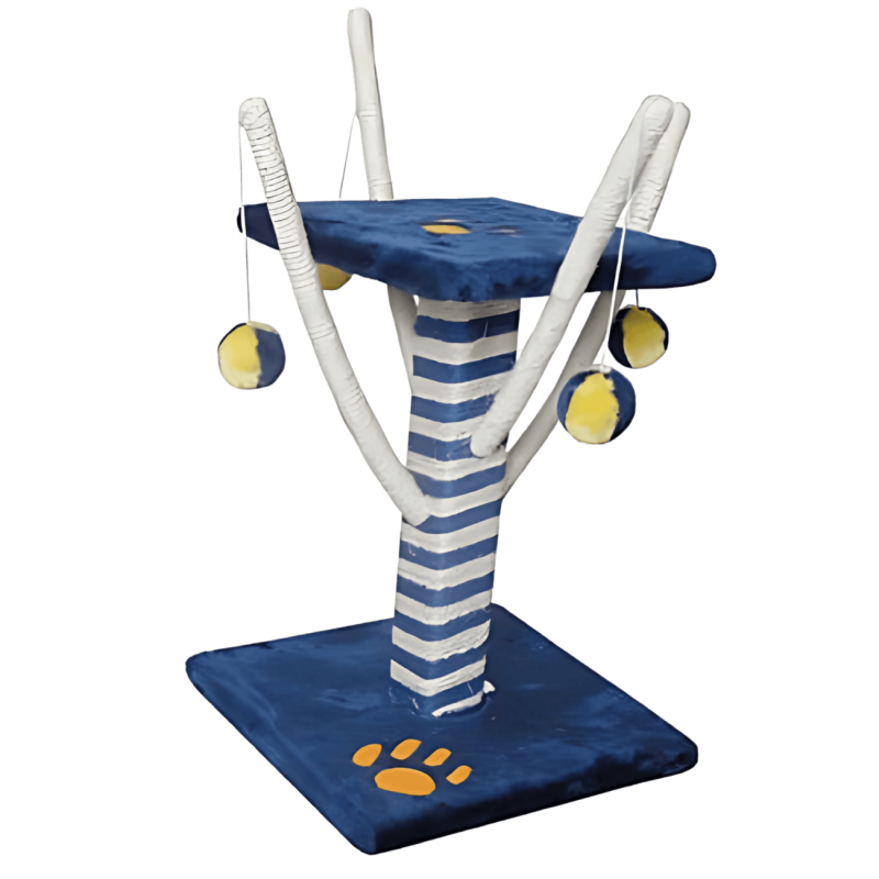 Rascador Doble para Gatos con Pelotas | 30x30x55 cm