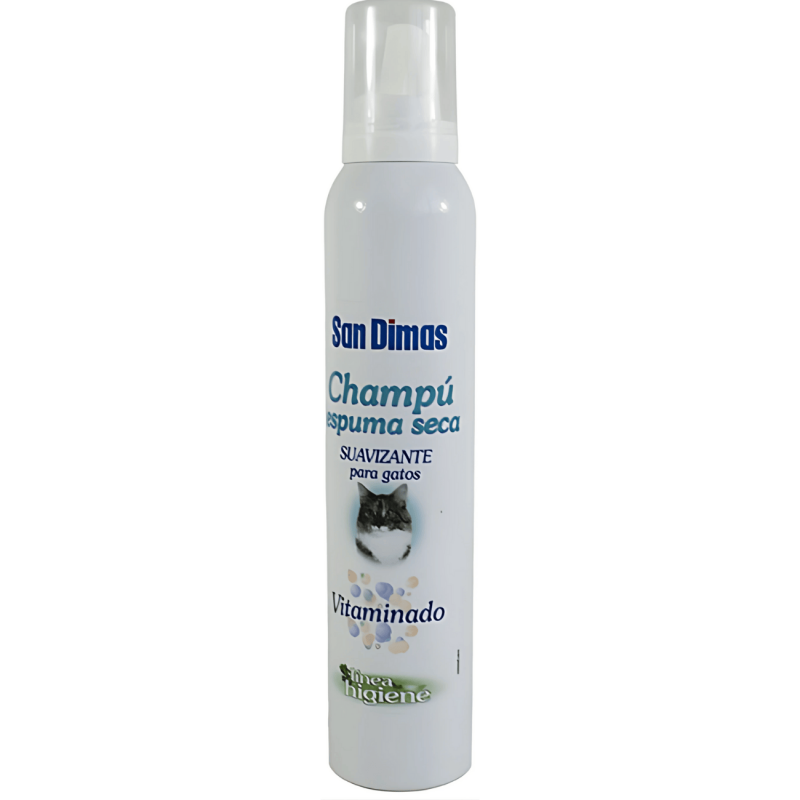 Champú Espuma Seca SanDimas para Gatos 200 ml – Limpieza Eficaz y Suavizante para Gatos
