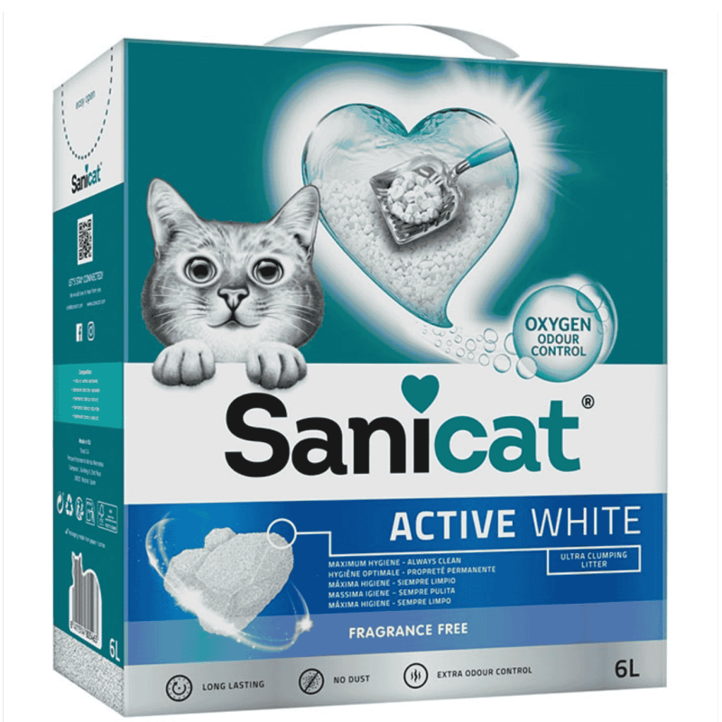 Sanicat Active White Lotus Flower 6 L – Arena Aglomerante con Aroma Floral para Gatos