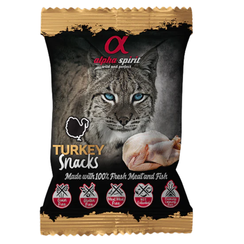 Snacks Alpha Spirit para Gatos de Pavo | Pack 16x35g | Naturales y Sin Cereales