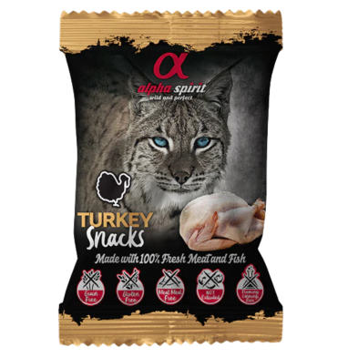 Snacks Alpha Spirit para Gatos de Pavo | Pack 16x35g | Naturales y Sin Cereales