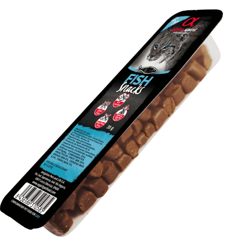Alpha Spirit Snacks de Pescado para Gatos – Pack 16x35 g | Premios Naturales y Sin Gluten