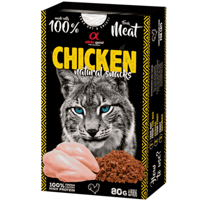 Alpha Spirit Snacks Naturales de Pollo para Gatos – Pack 6x80 g | Premios Semihúmedos y Sin Gluten