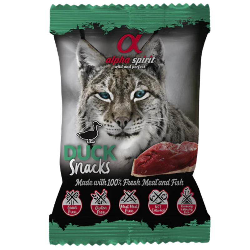 Snacks Alpha Spirit Gato Pato | Pack 24x50g | Naturales, Hipoalergénicos y Sin Cereales