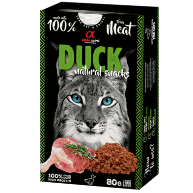 Alpha Spirit Snacks Naturales de Pato para Gatos – Pack 6x80 g | Premios Semihúmedos y Sin Gluten
