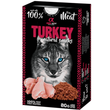 Alpha Spirit Snacks Naturales de Pavo para Gatos – Pack 6x80 g | Premios Semihúmedos y Sin Gluten