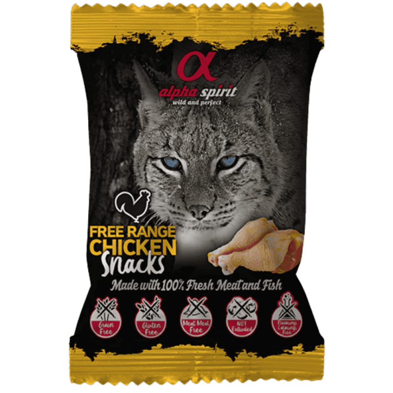 Snacks Alpha Spirit Gato Ave de Corral | Pack 24x50g | Naturales, Sin Cereales y Alta Palatabilidad