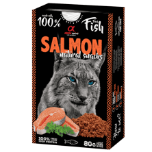 Alpha Spirit Snacks Naturales de Salmón para Gatos – Pack 6x80 g | Premios Semihúmedos y Sin Gluten