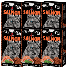 Alpha Spirit Snacks Naturales de Salmón para Gatos – Pack 6x80 g | Premios Semihúmedos y Sin Gluten