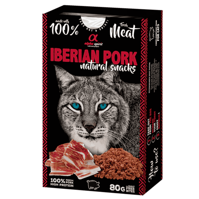Alpha Spirit Snacks Naturales de Jamón para Gatos – Pack 6x80 g | Premios Semihúmedos y Sin Gluten