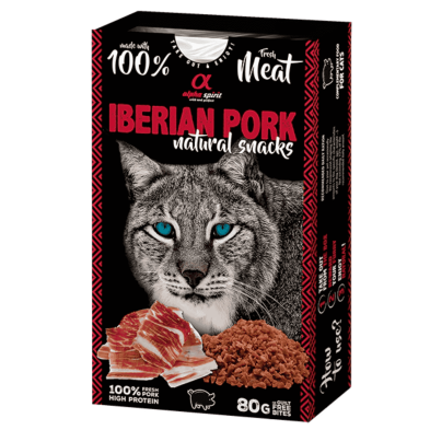 Alpha Spirit Snacks Naturales de Jamón para Gatos – Pack 6x80 g | Premios Semihúmedos y Sin Gluten