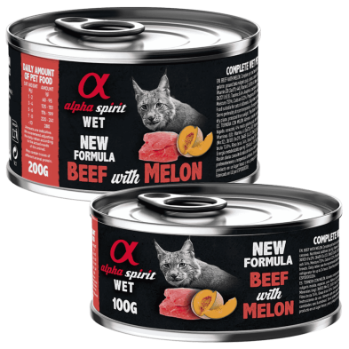 Alpha Spirit Comida Húmeda para Gatos de Ternera y Melón | Monoproteico y Sin Gluten