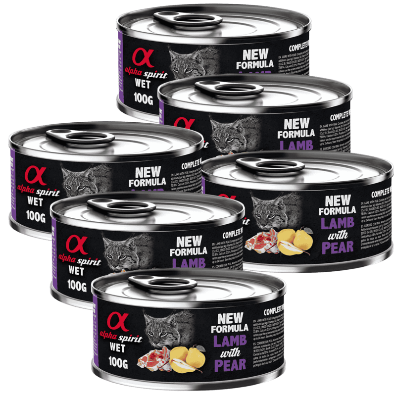 Alpha Spirit Comida Húmeda para Gatos de Cordero y Pera – Lata 200 g | Monoproteico y Sin Gluten