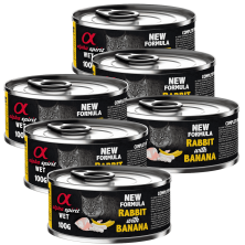 Alpha Spirit Comida Húmeda para Gatos de Conejo y Plátano – Lata 200 g | Alta Palatabilidad y Sin Gluten