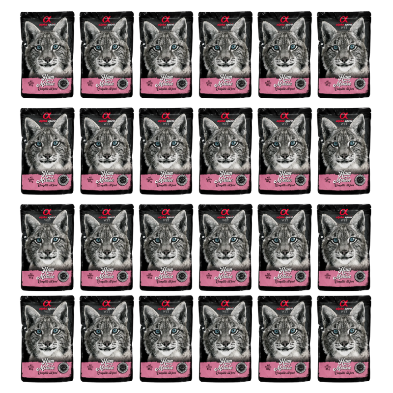 Alpha Spirit Mousse Gato Jamón | Pack 24x85g | Alimento Húmedo Natural y Sin Cereales