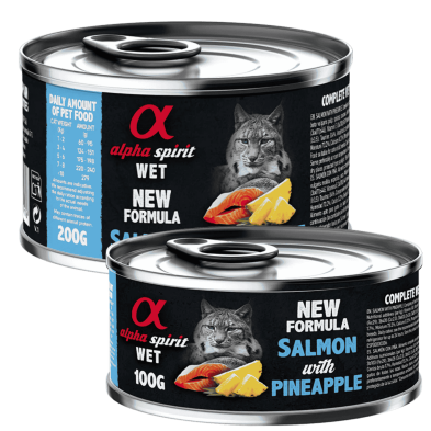 Alpha Spirit Comida Húmeda para Gatos de Salmón y Piña – Lata 200 g | Alta Palatabilidad y Sin Gluten