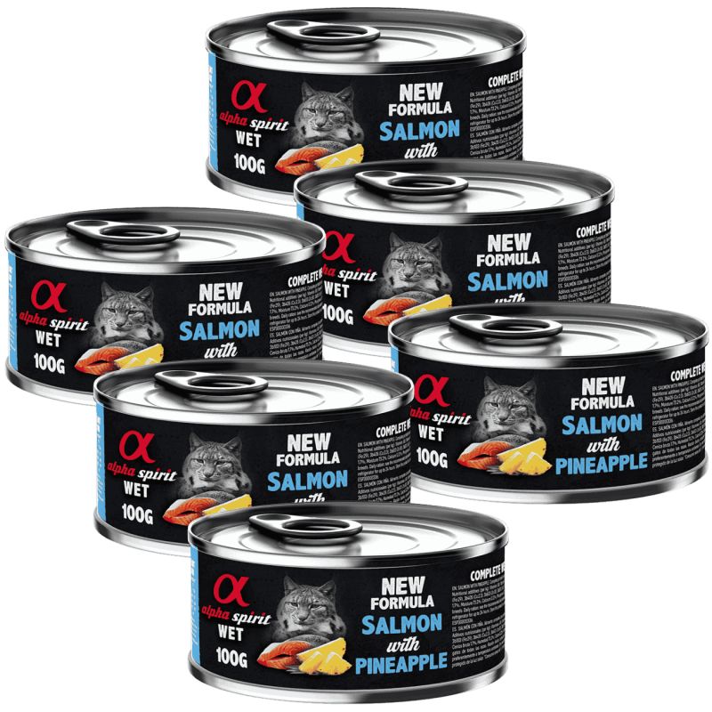Alpha Spirit Comida Húmeda para Gatos de Salmón y Piña – Lata 200 g | Alta Palatabilidad y Sin Gluten