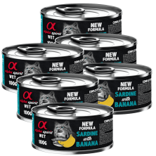 Alpha Spirit Comida Húmeda para Gatos de Sardina y Plátano – Lata 200 g | Alta Palatabilidad y Sin Gluten