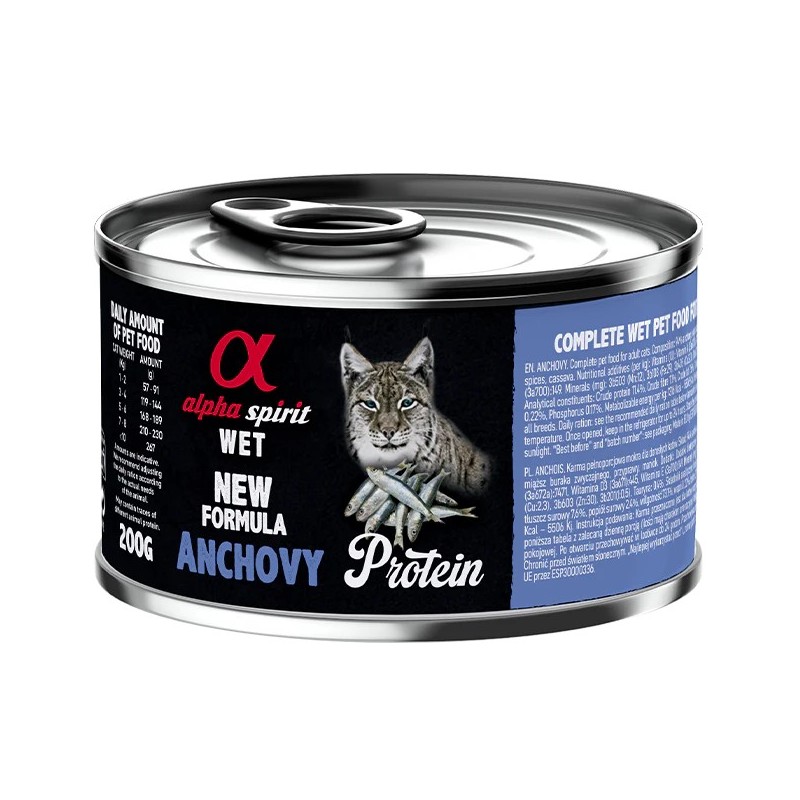 Alpha Spirit Lata Gato Boquerón | Comida Húmeda Natural Grain Free | Rica en Pescado y Omega 3