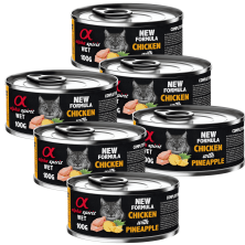 Alpha Spirit Comida Húmeda para Gatos de Pollo y Piña – Lata 200 g | Alta Palatabilidad y Sin Gluten