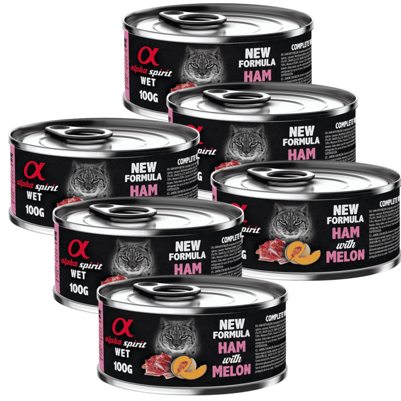 Alpha Spirit Comida Húmeda para Gatos de Jamón y Melón – Lata 200 g | Alta Palatabilidad y Sin Gluten