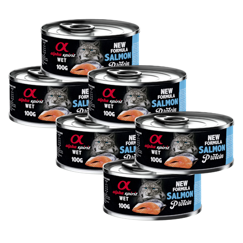 Alpha Spirit Lata Gato Salmón 400g | Comida Húmeda Natural Sin Cereales | Alta en Proteína y Ácidos Grasos Esenciales