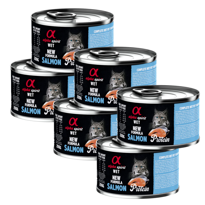 Alpha Spirit Lata Gato Salmón 400g | Comida Húmeda Natural Sin Cereales | Alta en Proteína y Ácidos Grasos Esenciales