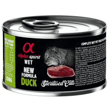 Alpha Spirit Comida Húmeda para Gatos Esterilizados de Pato – Latas 100 g y 200 g | Alta Palatabilidad y Sin Gluten
