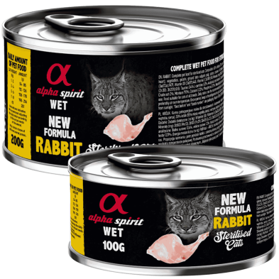 Alpha Spirit Comida Húmeda para Gatos Esterilizados de Conejo – Latas 100 g y 200 g | Alta Palatabilidad y Sin Gluten