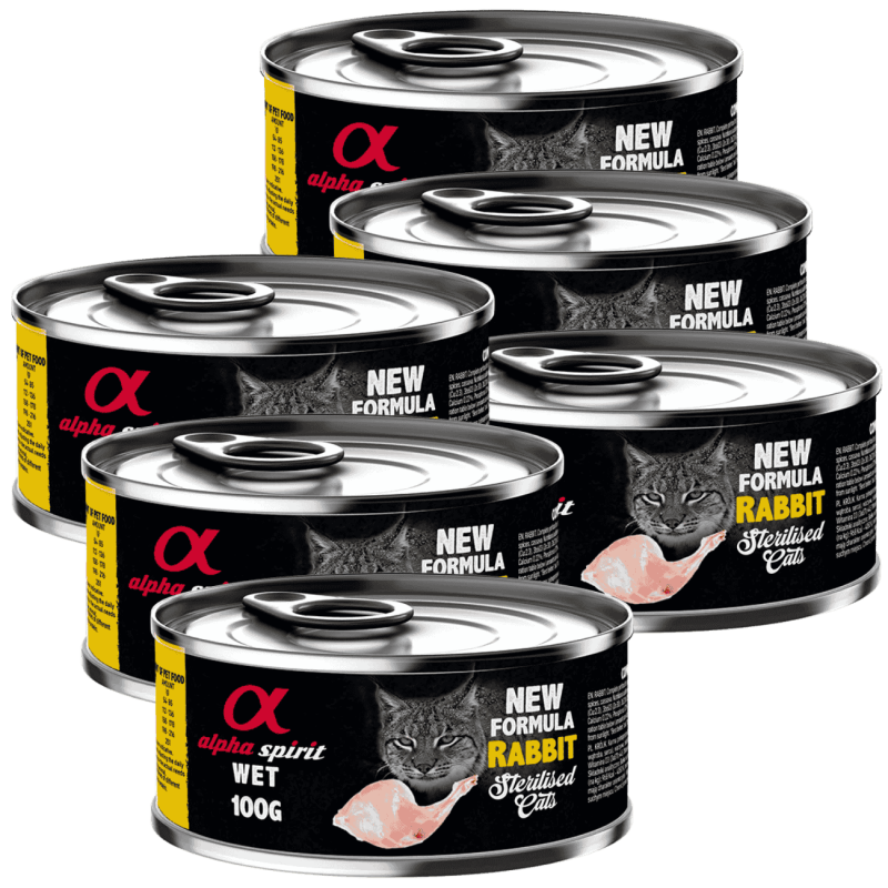 Alpha Spirit Comida Húmeda para Gatos Esterilizados de Conejo – Latas 100 g y 200 g | Alta Palatabilidad y Sin Gluten