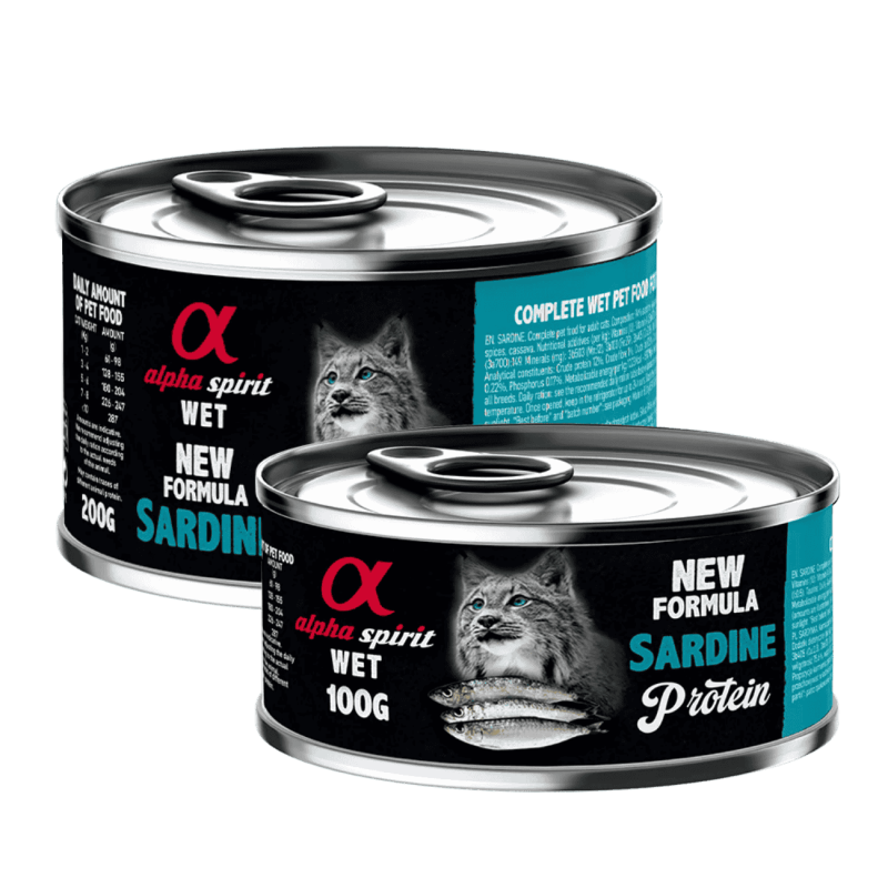 Alpha Spirit Lata Gato Sardina | Comida Húmeda Natural Grain Free | Alta en Pescado y Ácidos Grasos Esenciales