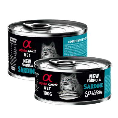 Alpha Spirit Lata Gato Sardina | Comida Húmeda Natural Grain Free | Alta en Pescado y Ácidos Grasos Esenciales
