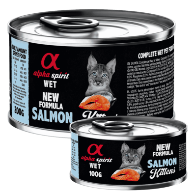Alpha Spirit Comida Húmeda para Gatitos de Salmón | Alta Palatabilidad y Sin Gluten